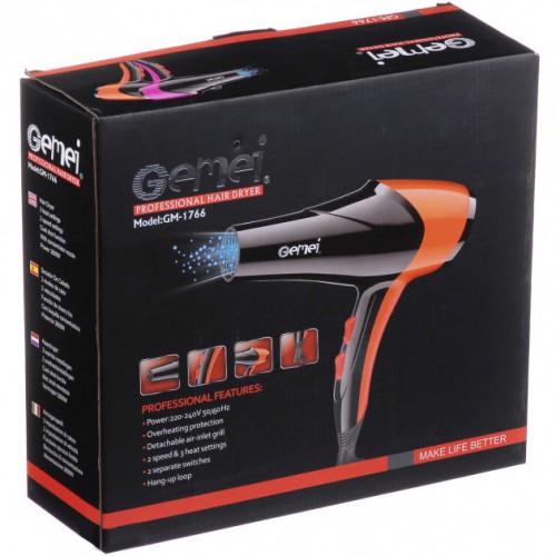 Фен GEMEI GM-1766 2.6 кВт АС, жіночий фен для волосся, електрофен для волосся. Колір: фіолетовий