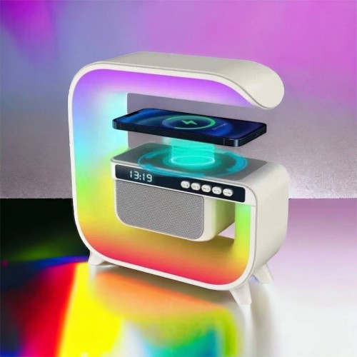 Нічний акумуляторний RGB G3 з бездротовою зарядкою 15W і Bluetooth колонкою 3W Настільна смарт лампа
