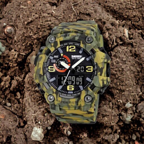 Годинник наручний чоловічий SKMEI 1520CMGN CAMO GREEN, годинник військовий чоловічий, для військовослужбовців. Колір: камуфляж