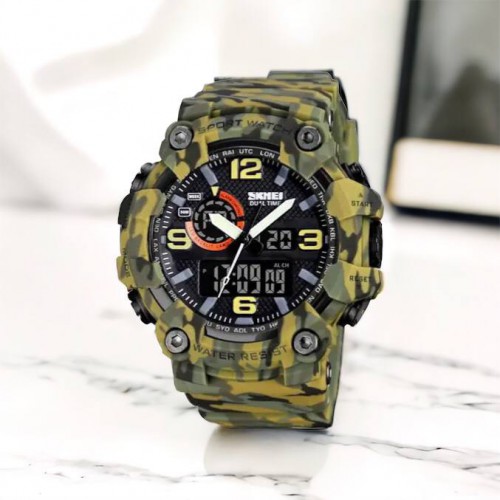 Годинник наручний чоловічий SKMEI 1520CMGN CAMO GREEN, годинник військовий чоловічий, для військовослужбовців. Колір: камуфляж
