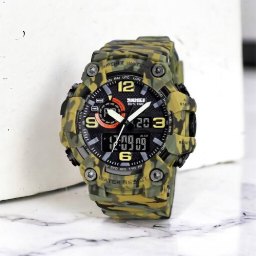 Годинник наручний чоловічий SKMEI 1520CMGN CAMO GREEN, годинник військовий чоловічий, для військовослужбовців. Колір: камуфляж