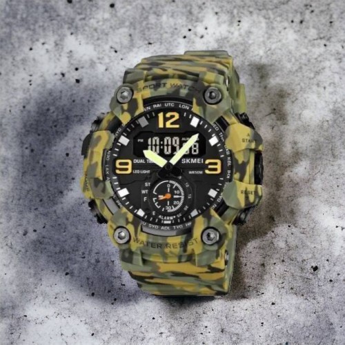 Годинник наручний чоловічий SKMEI 1965CMGN CAMO GREEN, військовий чоловічий наручний годинник зелений. Колір: камуфляж
