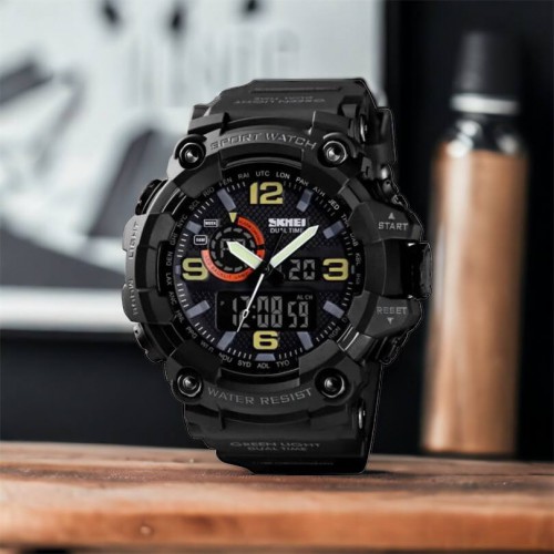 Годинник наручний чоловічий SKMEI 1520BK BLACK, армійський годинник протиударний. Колір: чорний