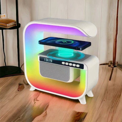 Нічний акумуляторний RGB G3 з бездротовою зарядкою 15W і Bluetooth колонкою 3W Настільна смарт лампа
