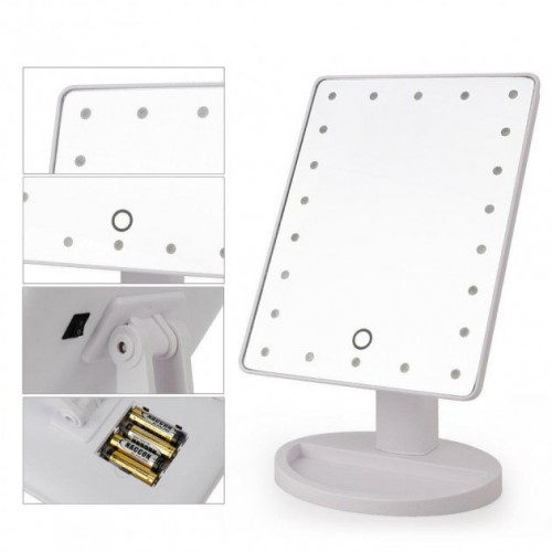 Дзеркало для макіяжу з 16 LED підсвічуванням Mirror, косметичне дзеркало з підсвічуванням. Колір: рожевий