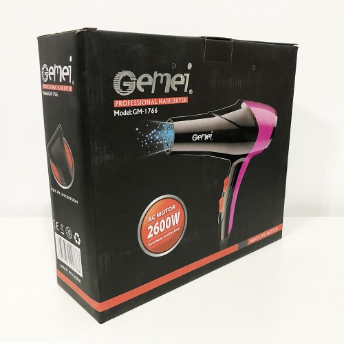 Фен GEMEI GM-1766 2.6 кВт АС, жіночий фен для волосся, електрофен для волосся. Колір: фіолетовий