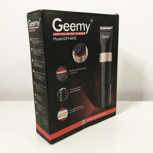 Акумуляторна машинка для стрижки волосся Gemei GM-6042, окантувальна машинка. Колір: чорний