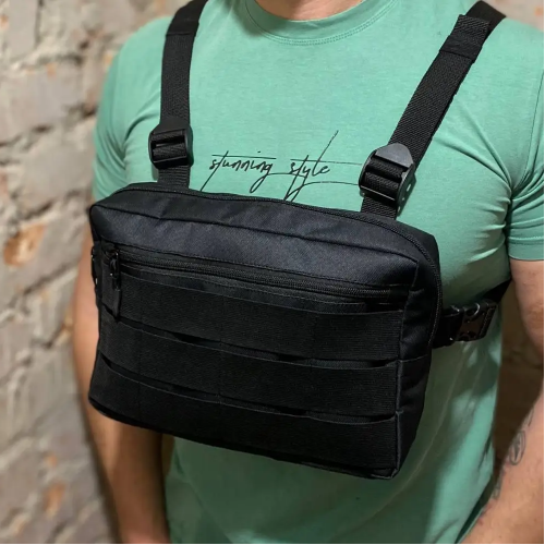 Тактична нагрудна сумка з Cordura 1000D, розгрузка чоловіча чорна