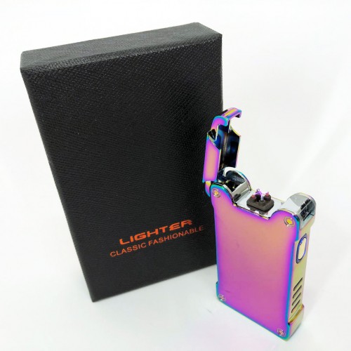 Дугова електроімпульсна запальничка із USB-зарядкою ліхтариком LIGHTER HL-437. Колір: хамелеон
