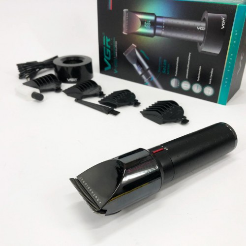 Акумуляторна бездротова машинка для стрижки волосся VGR V-696 з LED дисплеєм та ТУРБО режимом
