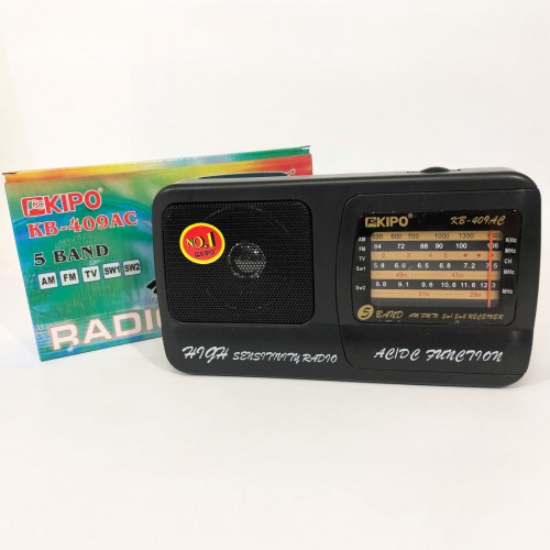 Радіоприймач Kipo KB-409AC потужний радіо FM c usb живлення від батареї R20 або від мережі Чорний