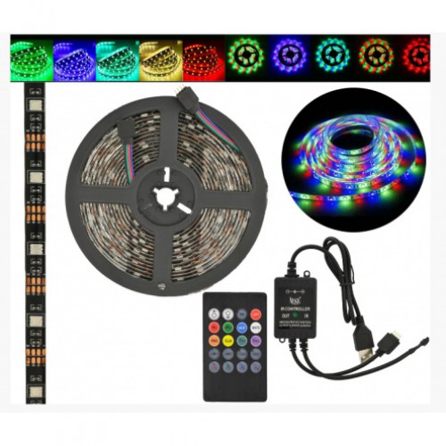 Світлодіодна стрічка SMD 5050 RGB LED 2 м IP65 з пультом та блоком живлення USB, 2м, Стрічка світлодіодна 5050