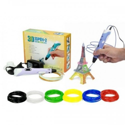 3D ручка Smart 3D Pen 2 c LCD дисплеєм, Ручка для об'ємного малювання, Дитяча 3д ручка. Колір: фіолетовий