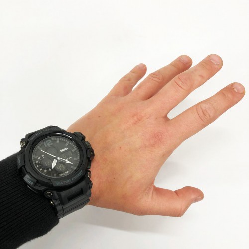 Годинник наручний чоловічий SKMEI 1343BK BLACK, годинник тактичний протиударний. Колір: чорний