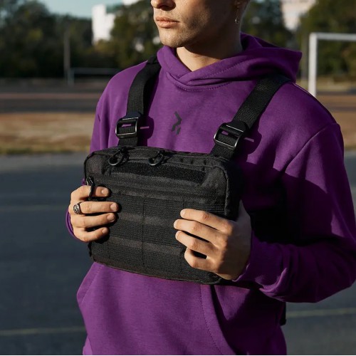 Тактична нагрудна сумка з Cordura 1000D, розгрузка чоловіча чорна