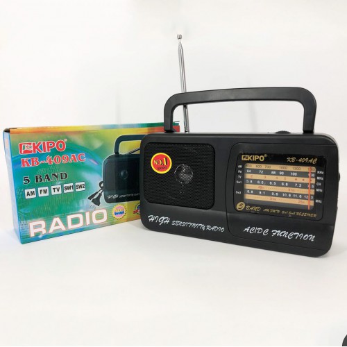 Радіоприймач Kipo KB-409AC потужний радіо FM c usb живлення від батареї R20 або від мережі Чорний