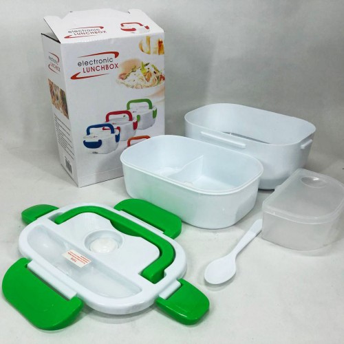 Ланч бокс електричний з підігрівом Lunch Heater 220 V Pro, Термос для їжі для дітей. Колір: зелений
