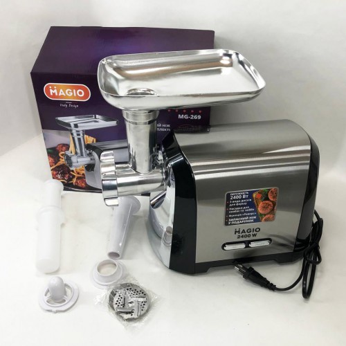 М'ясорубка Magio MG-269, 2400 W, м'ясорубка електрична метал, м'ясорубка з металевим редуктором