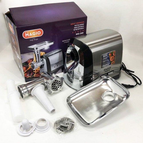 М'ясорубка Magio MG-269, 2400 W, м'ясорубка електрична метал, м'ясорубка з металевим редуктором