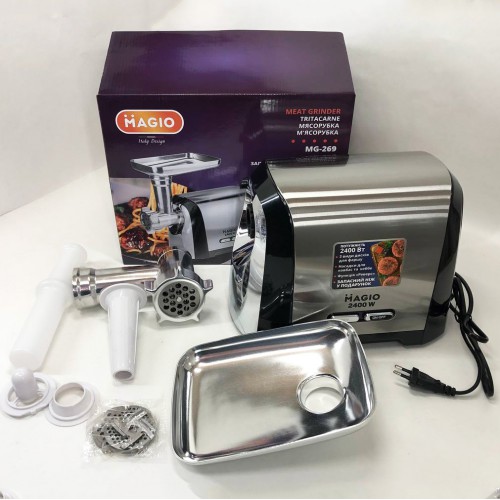 М'ясорубка Magio MG-269, 2400 W, м'ясорубка електрична метал, м'ясорубка з металевим редуктором