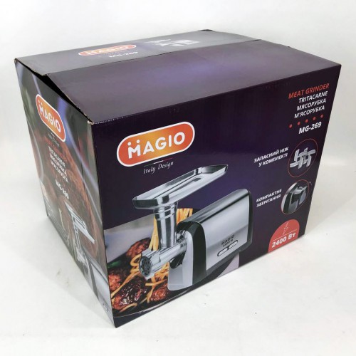 М'ясорубка Magio MG-269, 2400 W, м'ясорубка електрична метал, м'ясорубка з металевим редуктором
