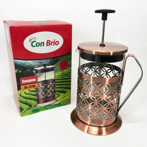 Френч-прес Заварник для чаю Con Brio CB-5180 800мл, Скляний чайник для чаю чайники