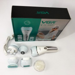 Епілятор для обличчя та тіла 6в1, від USB VGR V-733 / Жіночий епілятор для видалення волосся. Колір: блакитний