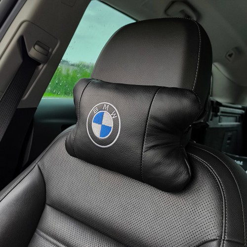 Авто подушки 2шт — набір BMW з натуральної шкіри, на підголівник у машину, Автомобільна подушка БМВ
