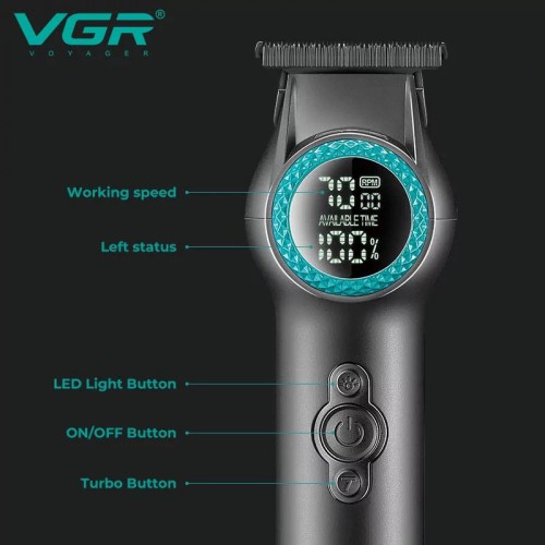 Тример VGR V-990, 3 насадки, Багатофункціональна акумуляторна машинка для стрижки, VGR машинка