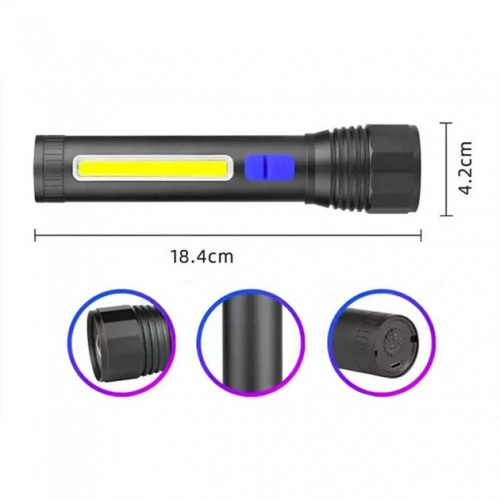 Ліхтар ручний акумуляторний CB-C12-P50-COB, Ручний ліхтарик LED, Водонепроникний ліхтар
