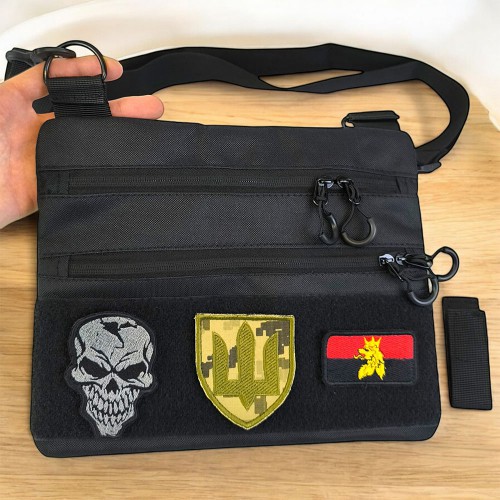 Сумка тактична чорна для скритого носіння з кобурою, чоловічий месенджер з кордури