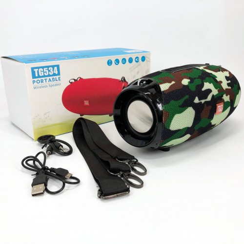 Портативна Bluetooth колонка TG534 SD IPX5 з ремінцем, гучна блютуз колонка. Колір: камуфляж