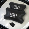 Набір автодушки 2шт на підголовник Audi / Ауді з натуральної шкіри чорна / Підголовник в машину