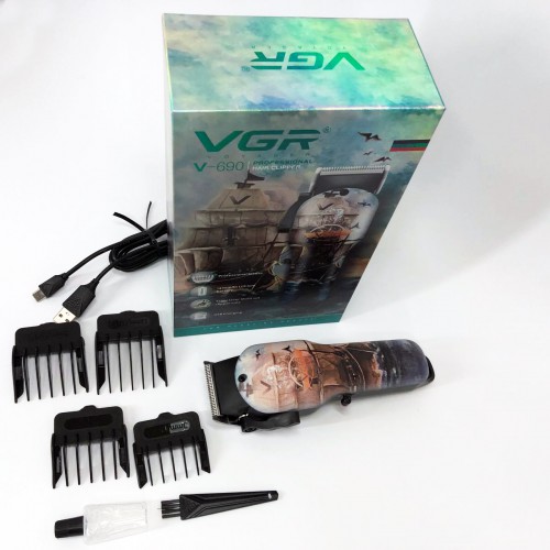 Акумуляторна машинка для стрижки VGR V-690 від USB Нержавіюча сталь, підстригальна машинка