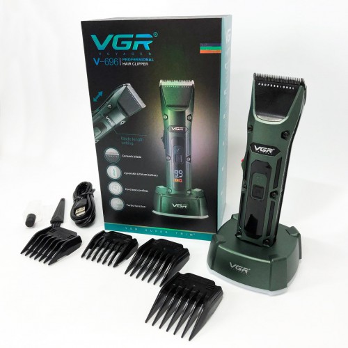 Акумуляторна бездротова машинка для стрижки волосся VGR V-696 з LED дисплеєм та ТУРБО режимом