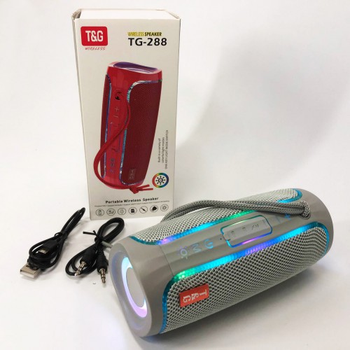 Портативна колонка Bluetooth з LED підсвічуванням TG288, акумуляторна колонка для музики. Колір: сірий