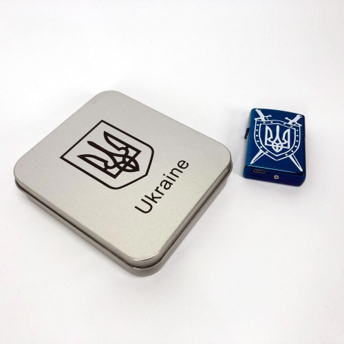 Дугова електроімпульсна USB Запальничка акумуляторна Україна металева коробка HL-446. Колір синій