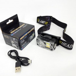 Ліхтар налобний YY-19B-3SMD+2COB(white+yellow+red), Налобний ліхтарик із usb зарядкою
