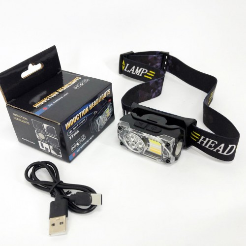 Ліхтар налобний YY-19B-3SMD+2COB(white+yellow+red), Налобний ліхтарик із usb зарядкою