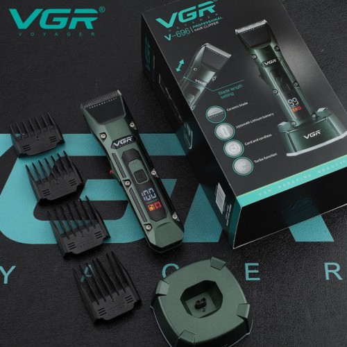 Акумуляторна бездротова машинка для стрижки волосся VGR V-696 з LED дисплеєм та ТУРБО режимом
