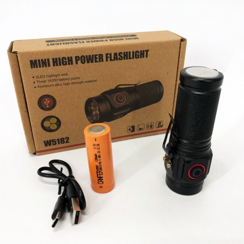 Ліхтар PLD W5182-3XHP360, Ручний ліхтарик led, Водонепроникний ліхтар, Кишеньковий ліхтар із usb зарядкою