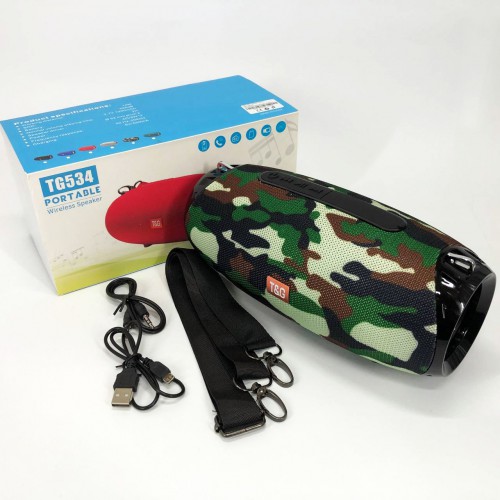 Портативна Bluetooth колонка TG534 SD IPX5 з ремінцем, гучна блютуз колонка. Колір: камуфляж