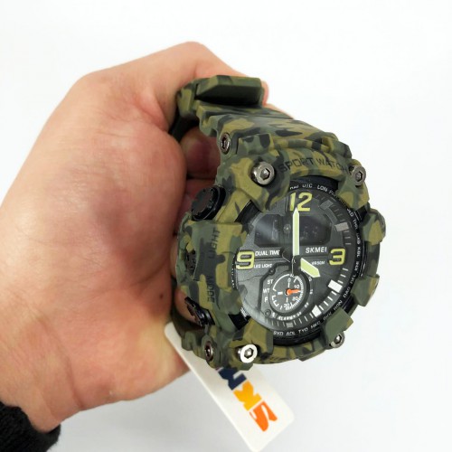 Годинник наручний чоловічий SKMEI 1965CMGN CAMO GREEN, військовий чоловічий наручний годинник зелений. Колір: камуфляж