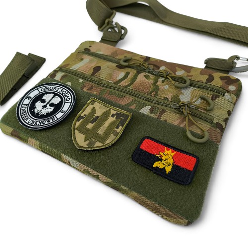 Сумка-кобура мультикам наплічна з липучкою для шевронів, тактична сумка чоловіча з кордури