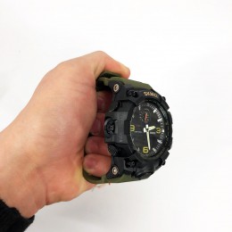 Годинник наручний чоловічий SKMEI 1586AG ARMY GREEN, чоловічий армійський водостійкий тактичний. Колір: зелений