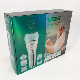 Епілятор для обличчя та тіла 6в1, від USB VGR V-733 / Жіночий епілятор для видалення волосся. Колір: блакитний