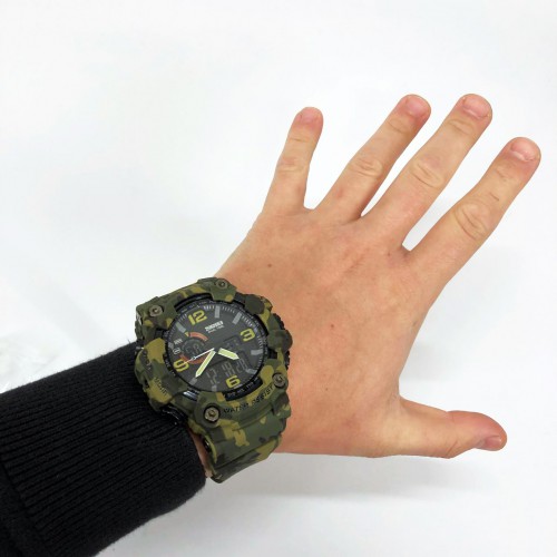 Годинник наручний чоловічий SKMEI 1520CMGN CAMO GREEN, годинник військовий чоловічий, для військовослужбовців. Колір: камуфляж