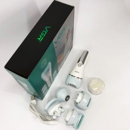 Епілятор для обличчя та тіла 6в1, від USB VGR V-733 / Жіночий епілятор для видалення волосся. Колір: блакитний