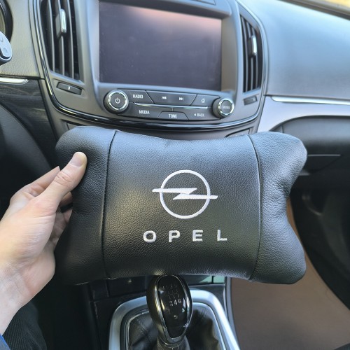 Набір автомобільних подушок 2шт для Opel, натуральна шкіра, стильні чорні підголівники Опель для авто