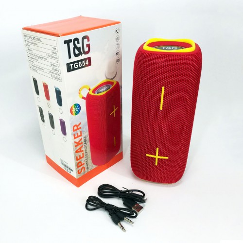 Портативна Bluetooth колонка TG654 8W з підсвічуванням, блютуз колонка для вулиці. Колір: червоний